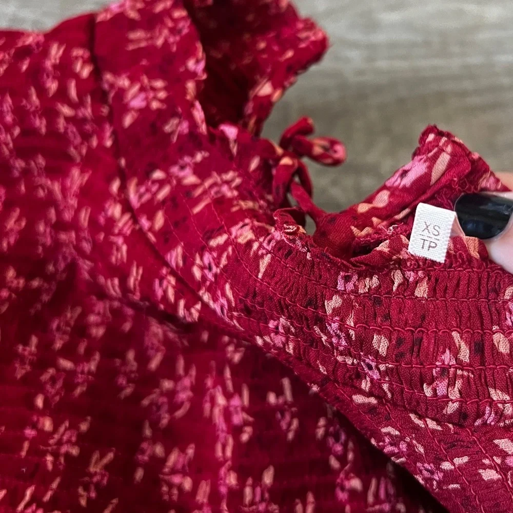 Free People Roma Ruched Top in Red